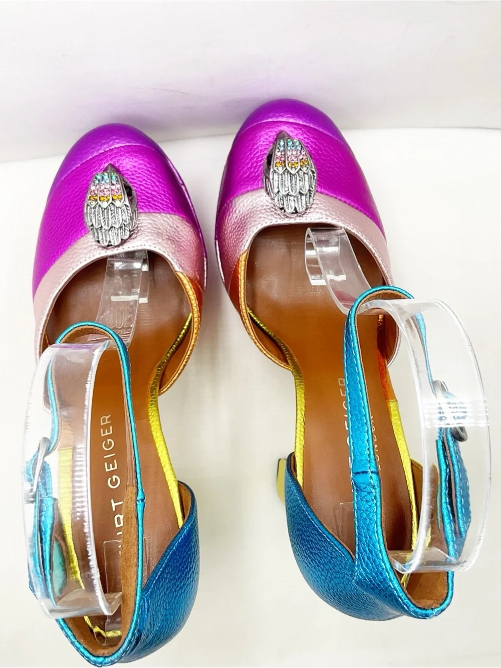 🆕{Kurt Geiger London} Kensington Leather Embellished High Heel Platform Pumps